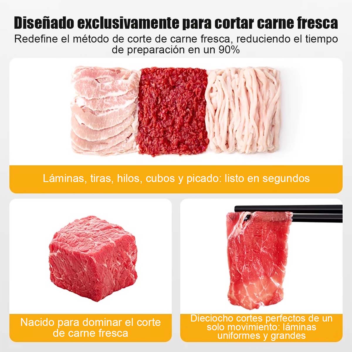 ¡Éxito en casa! Cortador manual de carne, rebanas finas y trozos de carne fácilmente