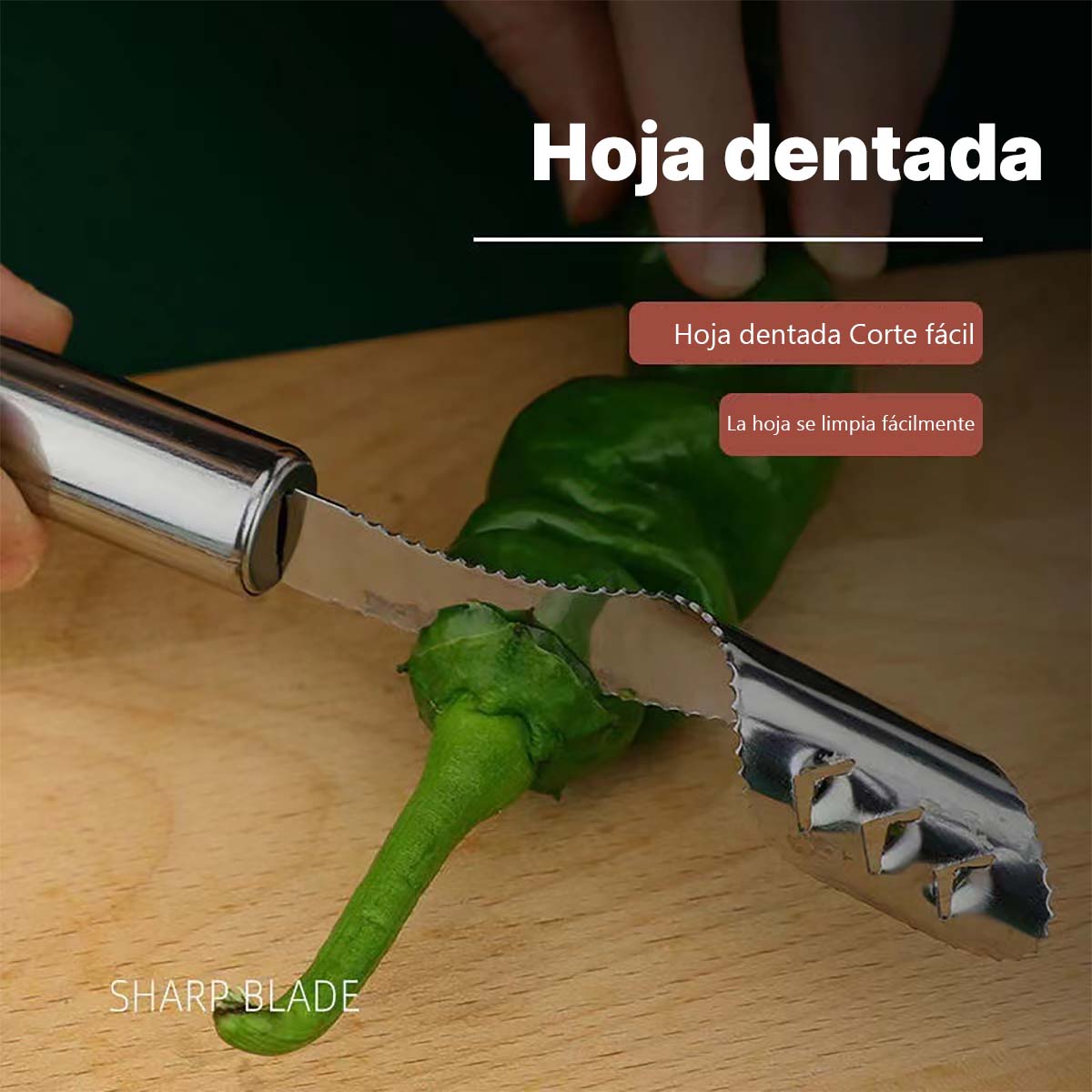 Desinfectador de semillas de acero inoxidable para pimientos, removedor de semillas de pimientos verdes, herramienta para sacar semillas, extractor de corazón de pimiento.