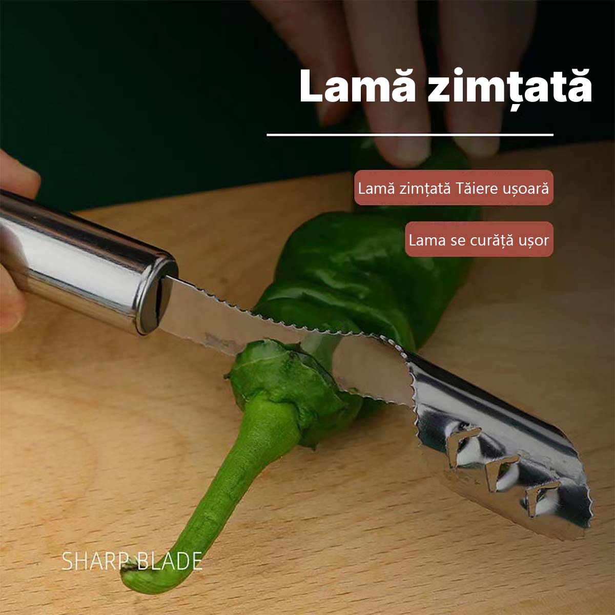 Dispozitiv din oțel inoxidabil pentru tăiat ardei iute și îndepărtat semințele, dispozitiv pentru îndepărtarea sâmburilor de ardei verde, unealtă pentru scoaterea sâmburilor și tăiat ardei.