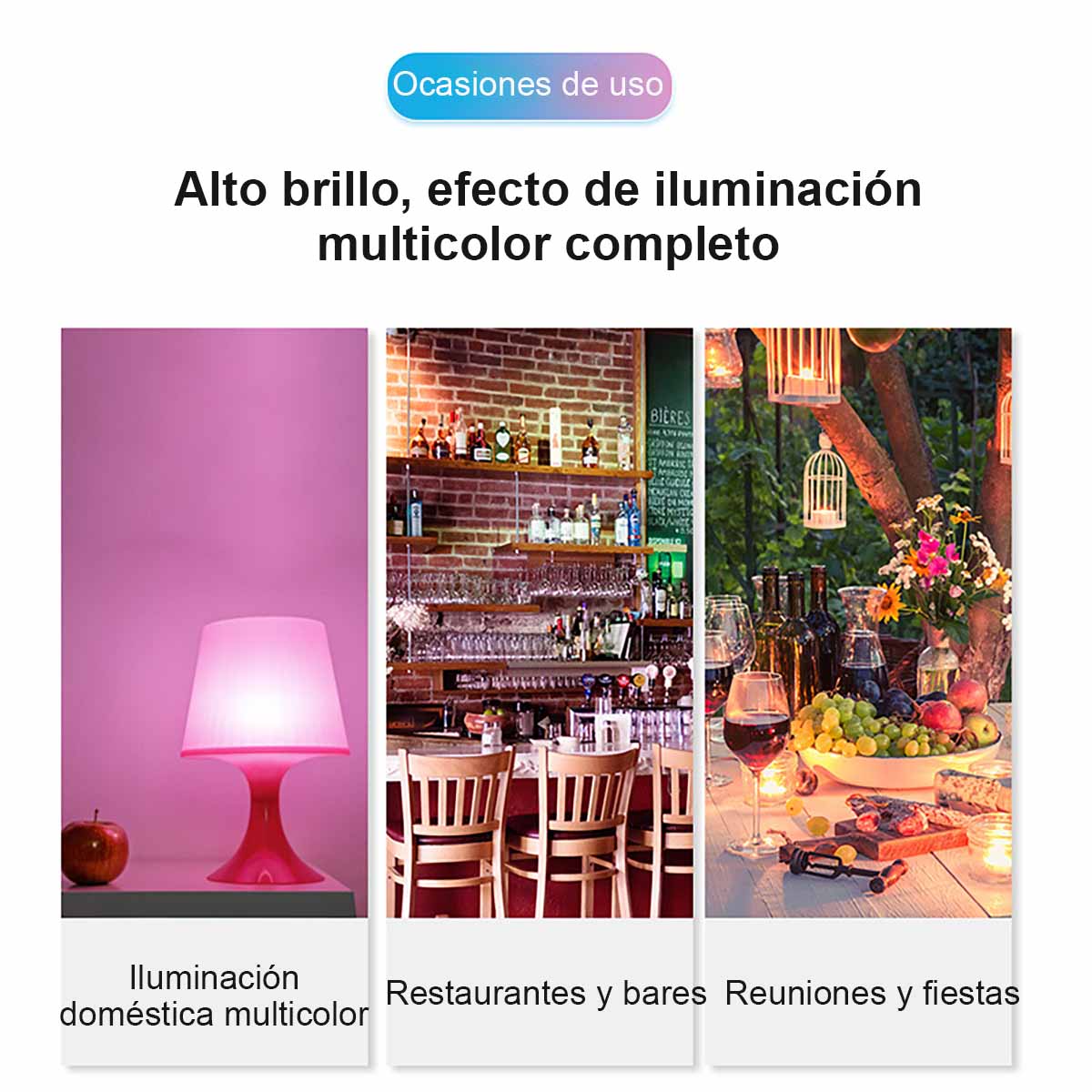 Bombilla RGB Bluetooth con Música LED Bombilla LED con control remoto inalámbrico y altavoz integrado, bombilla multicolor para escenario.