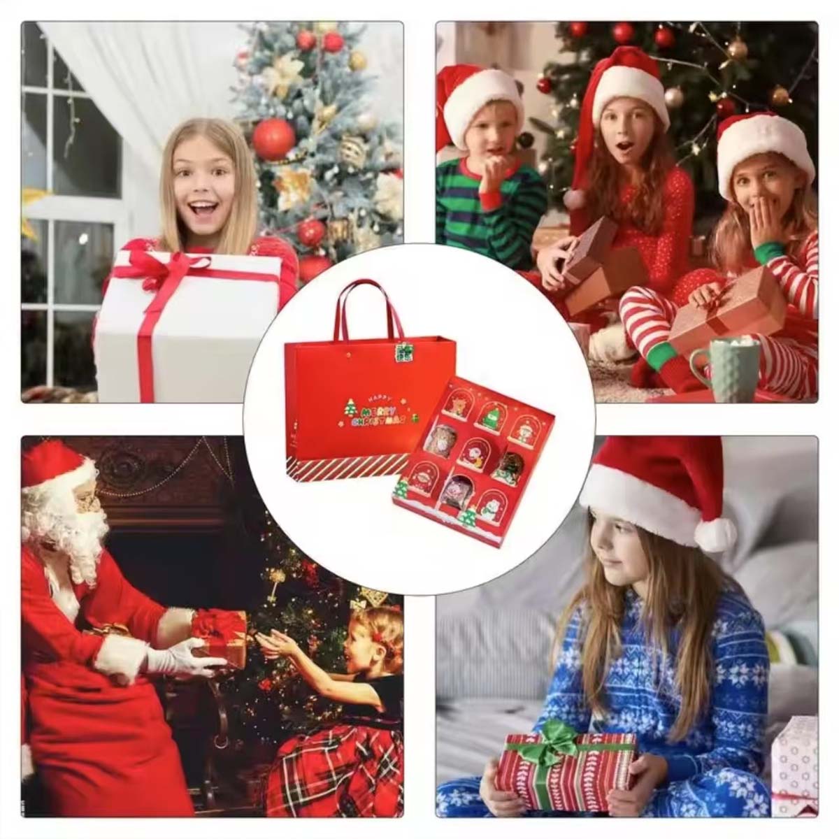 "Caja de regalo sorpresa de Navidad, caja vacía con galletas de golpe, embalaje de galletas, regalo de mano, caja de dulces y galletas de Nochebuena."