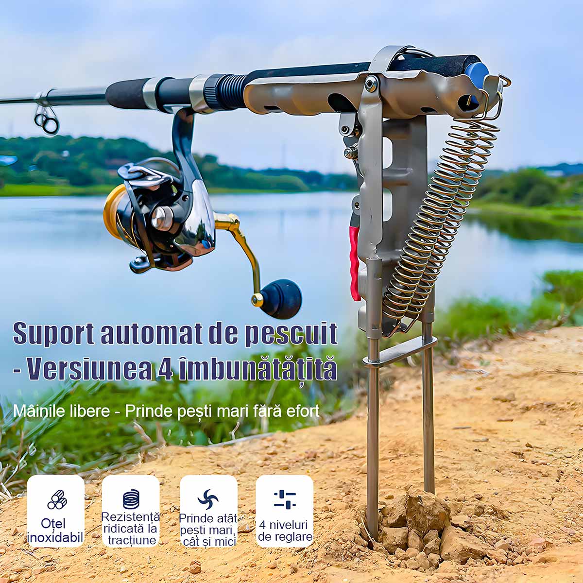 Când mușcă peștele, ridică automat lanseta! Nu mai stai cu ochii pe apă – prinde plinul ușor!