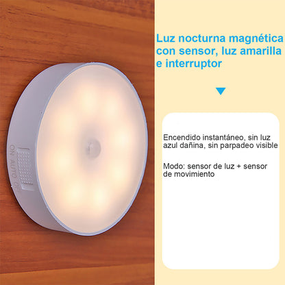 Luz de pared LED con sensor de movimiento, recargable por USB, mini lámpara de noche con interruptor para armario o vestidor, best-seller internacional, luz ambiental con sensor.