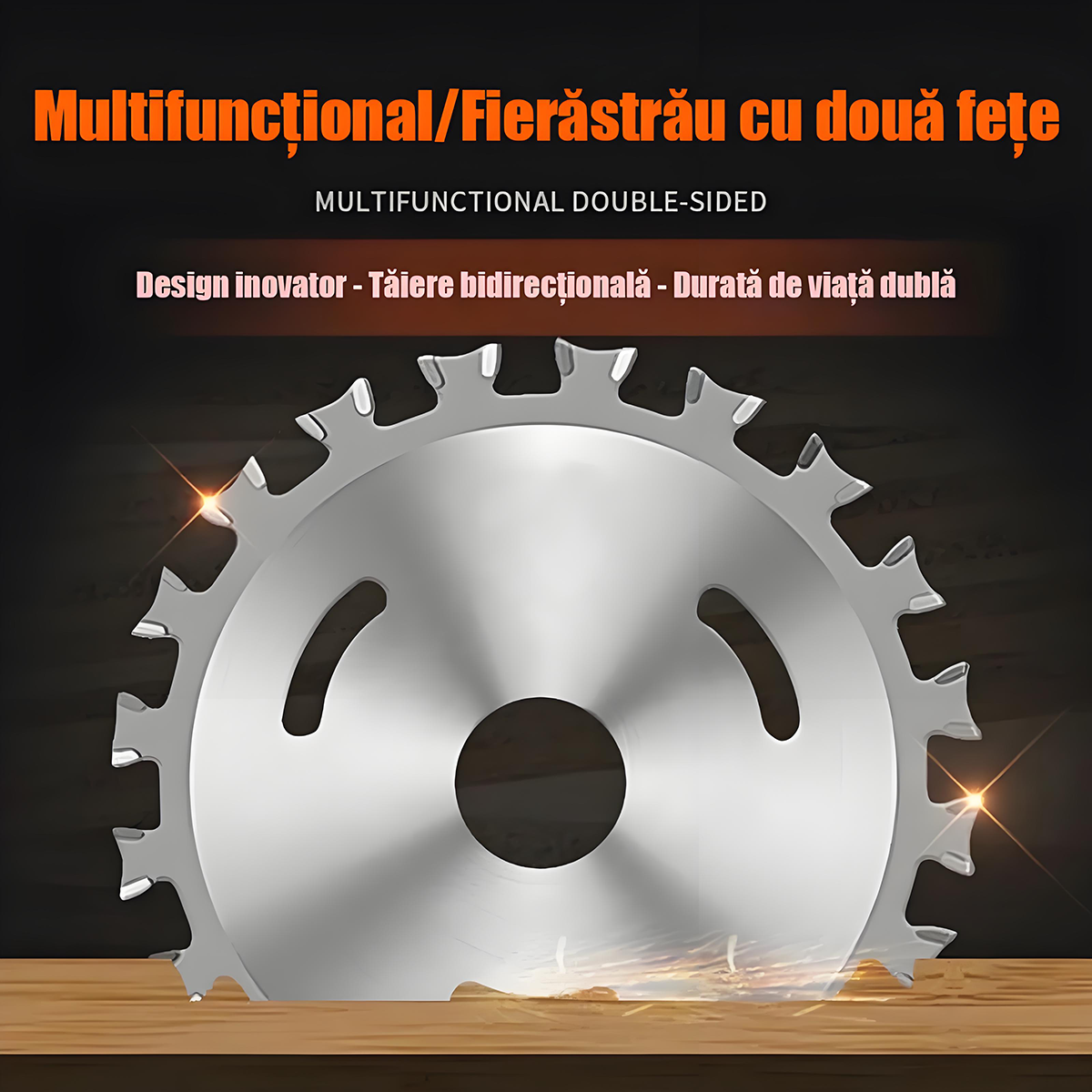 Lamă de ferăstrău pentru tâmplărie, dințată dublu-sens, 4 inch, din aliaj dur cu particule de diamant, specială pentru plăci ecologice fără vopsire, tăiere fără crăpături și fără asperități.