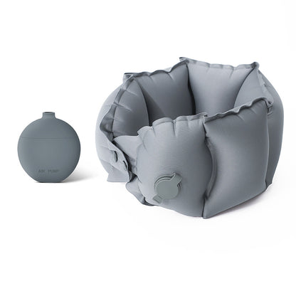 Almohada inflable en forma de U tipo bufanda, con bomba de inflado, portátil y fácil de guardar; almohada de viaje para cuello, ideal para trayectos largos.