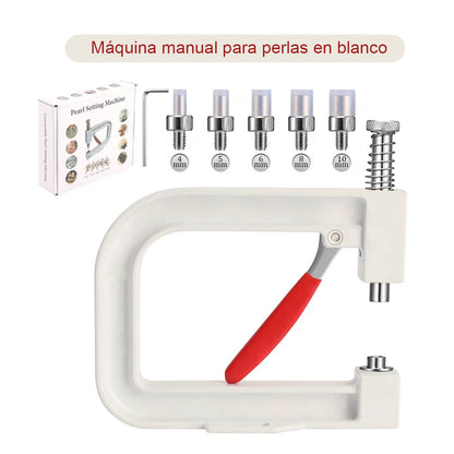 Máquina de presión para clavar perlas DIY, máquina manual para colocar tachuelas, herramienta para fijar perlas redondas, remaches y tachuelas de cuatro garras, tipo universal.