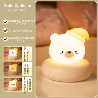 Lámpara de noche táctil con control por voz para dormitorio, luz de sueño, lámpara para alimentar al bebé, luz protectora de ojos infantil, lámpara de acompañamiento para cuarto de posparto, luz de cabecera infantil con diseño de personaje.