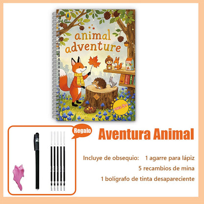 Nuevo cuaderno con ranuras en inglés para niños, cuaderno de dibujo preescolar, cuaderno de ejercicios divertido para colorear.