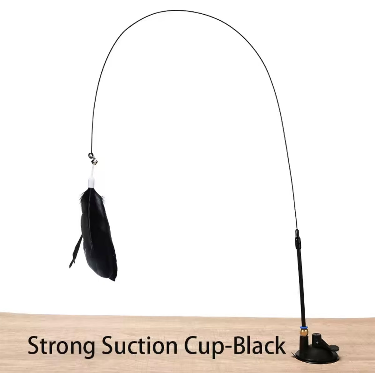 Juguete para gatos con ventosa de succión fuerte, varita de plumas de vara larga para juego autónomo, resistente al mordisco y antiedad para gatos.