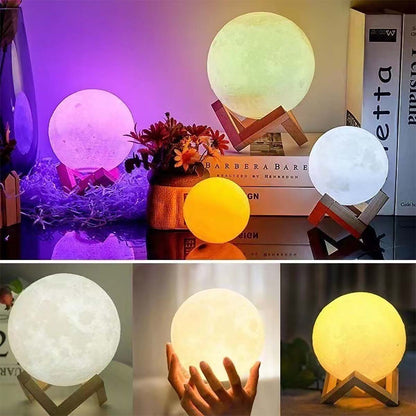 Lámpara creativa de cabecera con ambiente lunar | Lámpara nocturna para dormitorio, luz de sueño, lámpara de ambiente con diseño de luna y estrellas, recargable, popular en redes sociales.