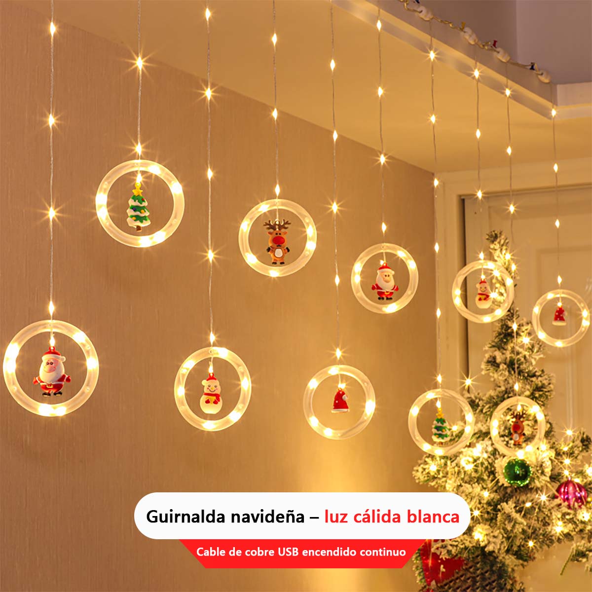 Luces de estrella para decoración navideña, guirnalda luminosa LED para habitación, cortinas y ambiente festivo