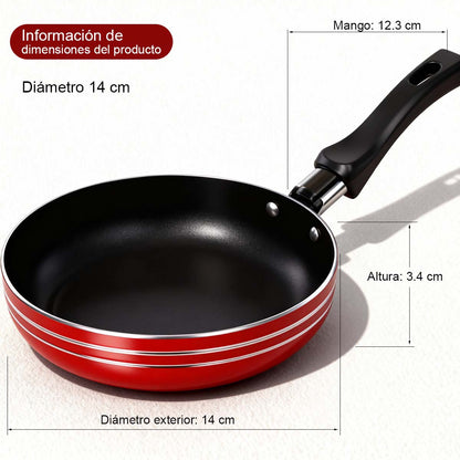 Sartén pequeña antiadherente mini de fondo plano y engrosado para freír huevos y bistecs