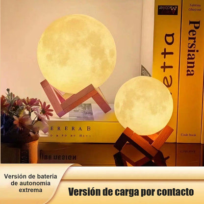 Lámpara creativa de cabecera con ambiente lunar | Lámpara nocturna para dormitorio, luz de sueño, lámpara de ambiente con diseño de luna y estrellas, recargable, popular en redes sociales.