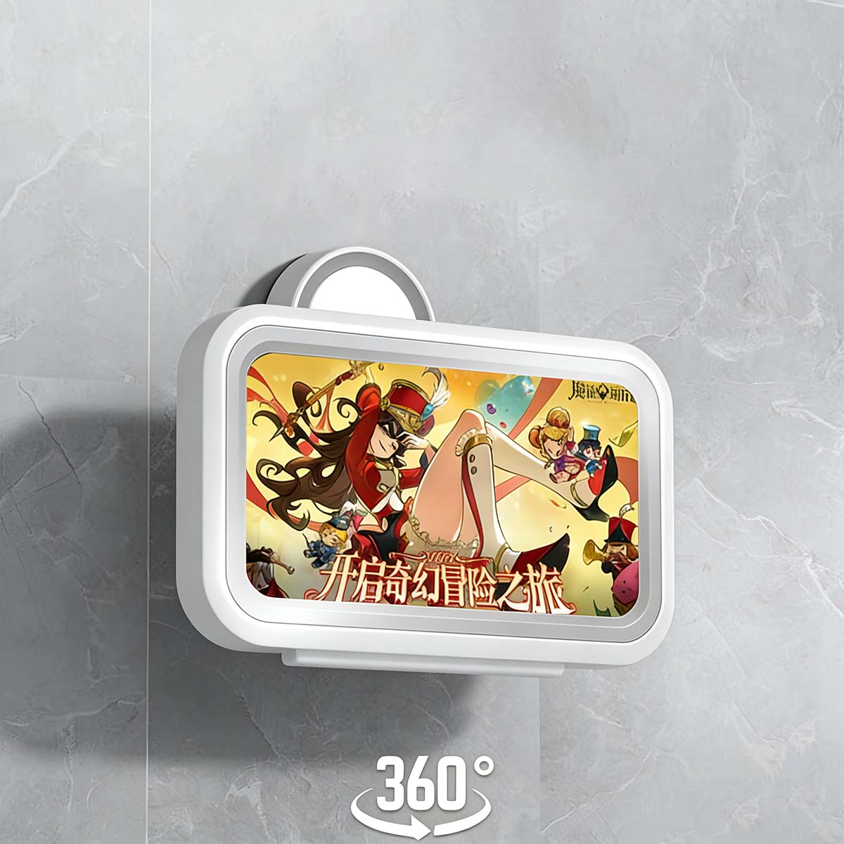 Caja para teléfono impermeable 360° rotatoria para baño, ducha y cocina, soporte de pared con ventosa para personas perezosas.