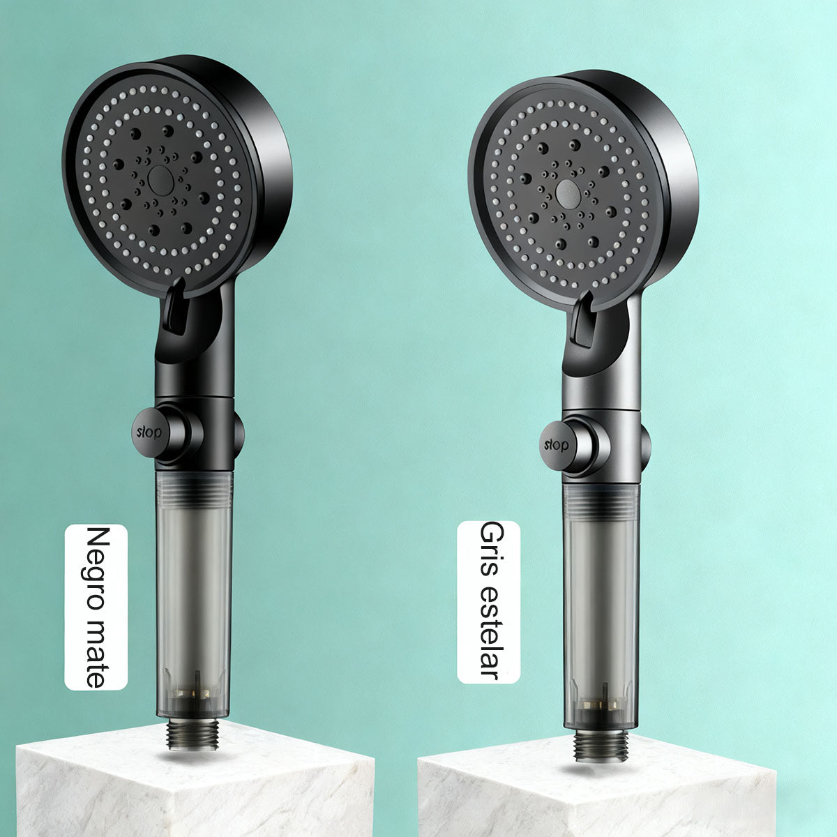 Cabezal de ducha de alta presión, juego completo para baño doméstico, con potente chorro, función de presurización y filtrado, compatible con calentadores de agua.