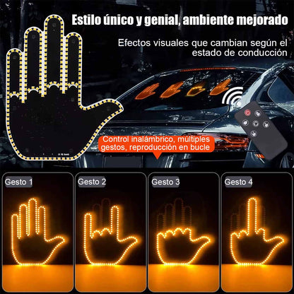 Luz de dedo para coche, luz de gestos, luz multifuncional para vehículo, luz de advertencia, luz anticolisión, luz interactiva de mano.