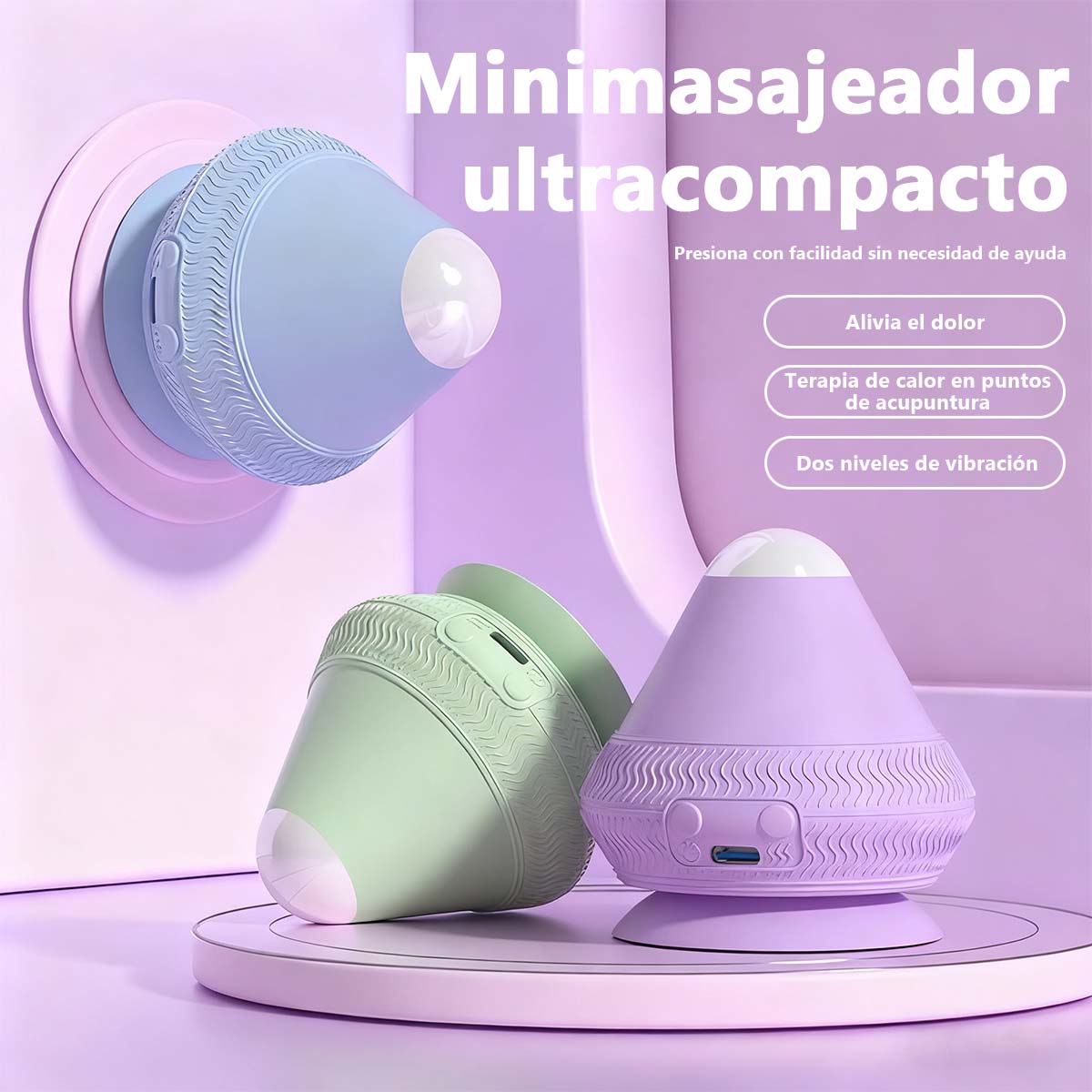 Bola de masaje eléctrica con succión para relajar puntos gatillo: masajeador vibratorio con calor para plantas del pie, cuello, hombros y zona lumbar