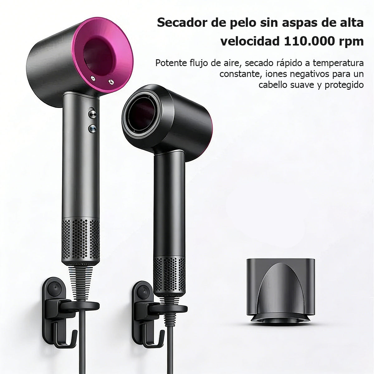 Secador de cabello sin hojas, secador de aire de alta velocidad, secador de cabello de gran potencia con cuidado capilar.