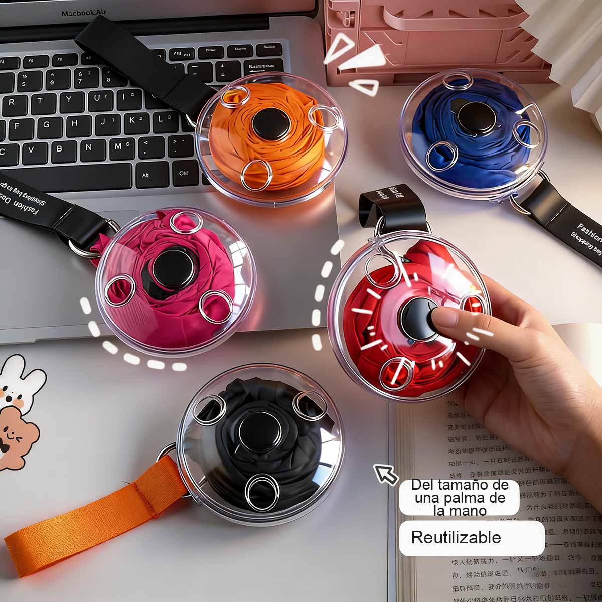 Bolsa plegable de disco pequeño multifuncional portátil, bolsa de compras creativa con expansión y almacenamiento, bolsa de almacenamiento conveniente con plato giratorio.