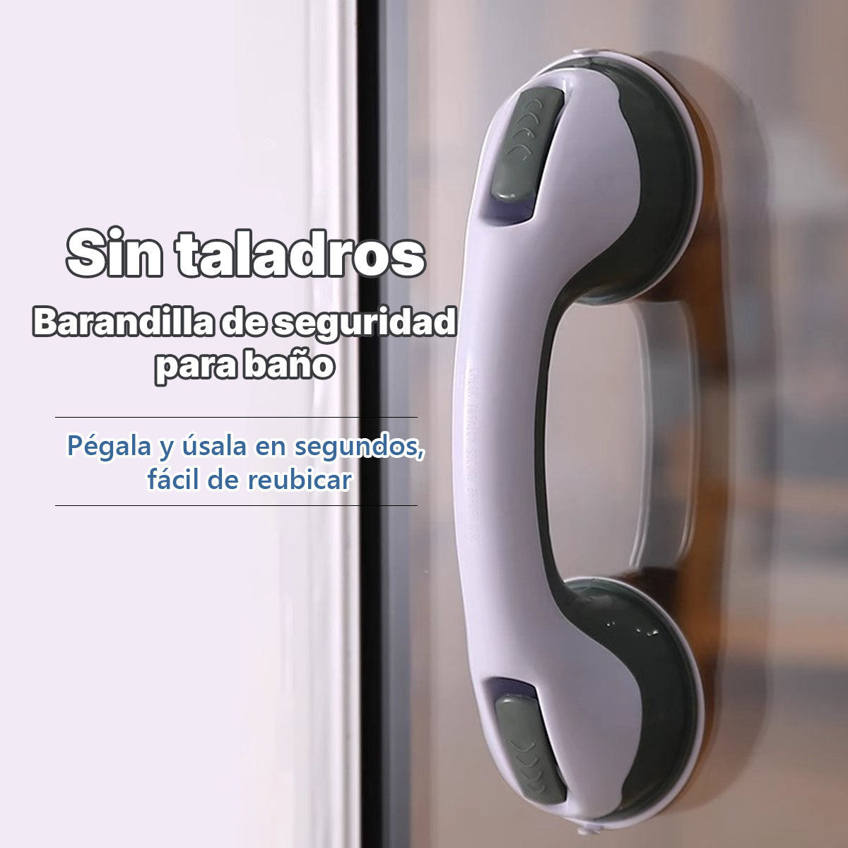 **Barra de apoyo para baño con ventosa | Pasamanos para ducha y aseo, uso doméstico**