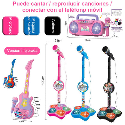 Micrófono de juguete para niños con luces brillantes y música, micrófono de karaoke para niños, juguete para cantar, ideal para niños y niñas.