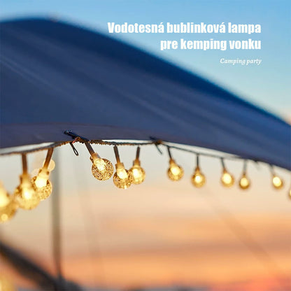 „LED svetelný reťazec s bublinkovými guľami, farebné svetlá, vonkajšie záhradné vodotesné dekoratívne svetlá na kempovanie a tienidlo.“