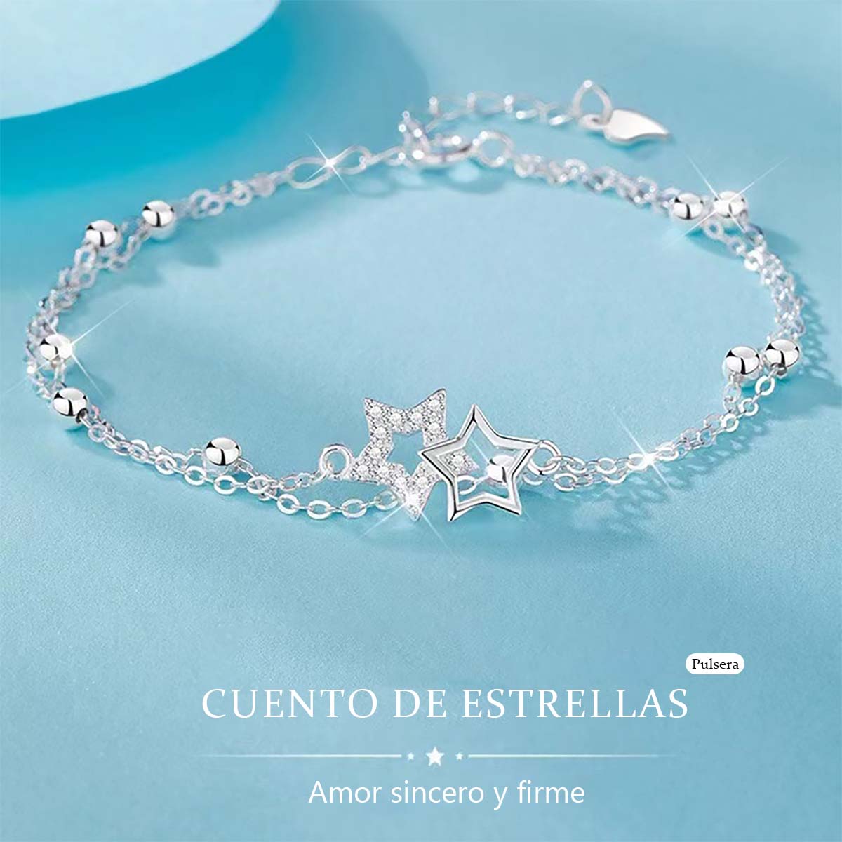 Pulsera doble de historia estelar para mujer, estilo coreano, lujo ligero y delicado, diseño exclusivo de estilo "ins", nueva colección con piedras incrustadas.