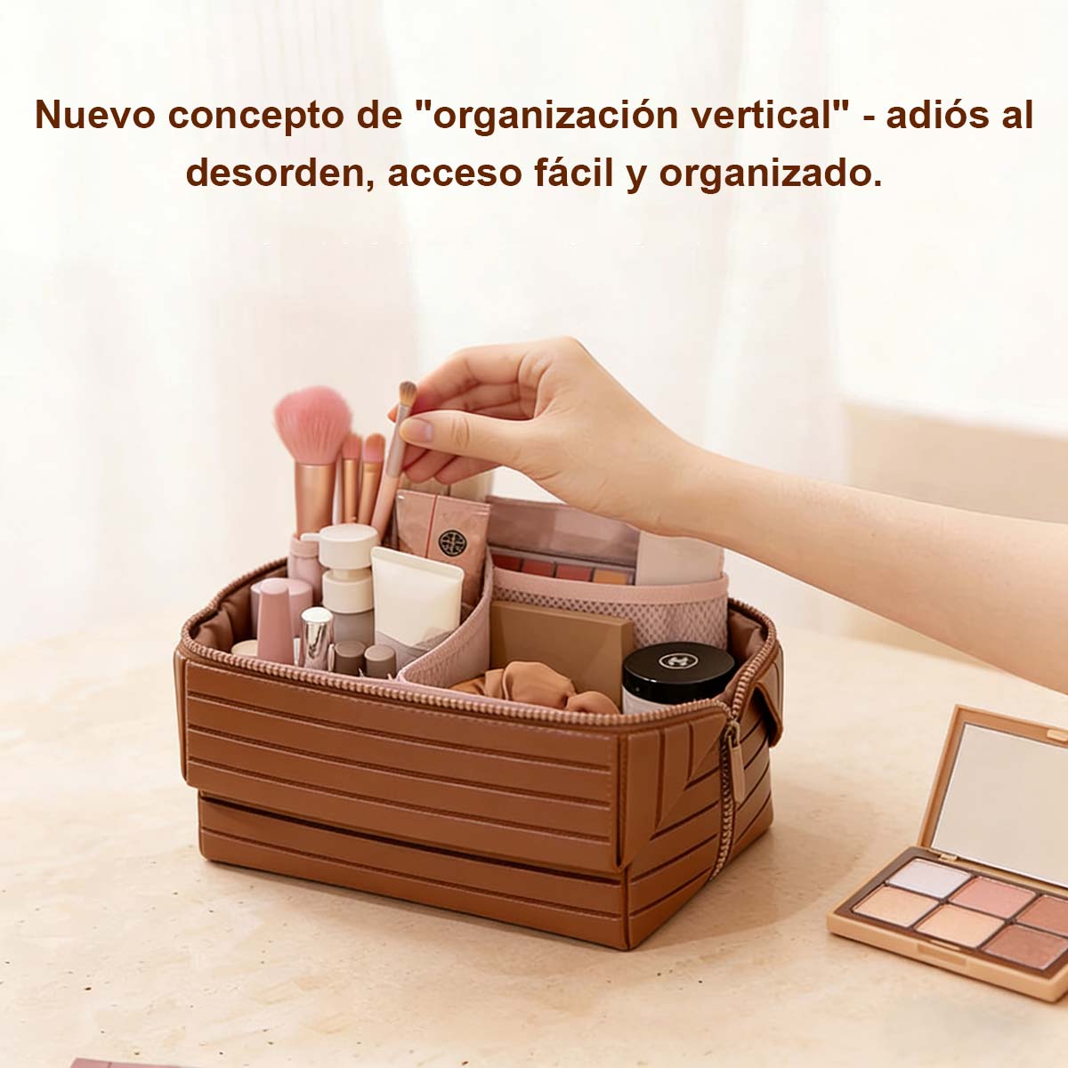 Nuevo neceser de viaje – Gran capacidad, con compartimentos para organizar productos de higiene, cosméticos y cuidados de la piel de forma práctica y ordenada. Ideal para llevar de viaje o para uso diario.