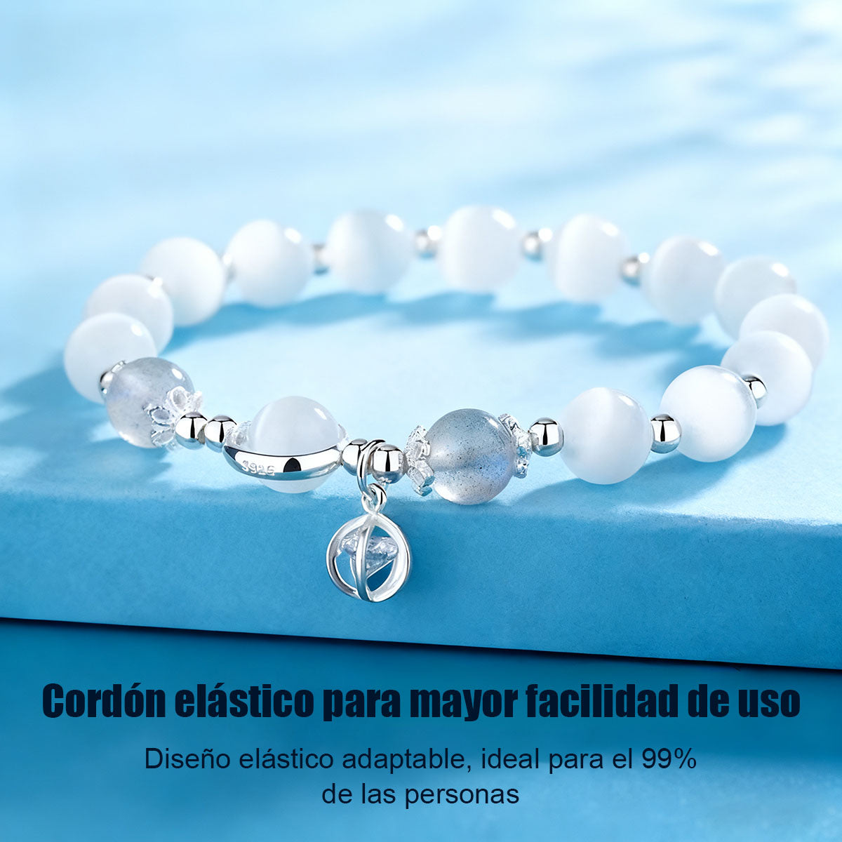 Pulsera de ópalo para mujer, pulsera de aguamarina, pulsera de piedra lunar gris, pulsera de cristal natural, accesorio de mano con estilo versátil y elegante.