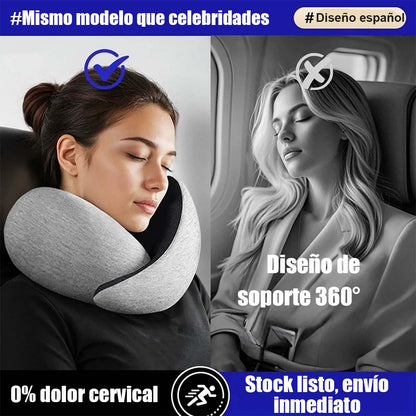 Almohada de cuello en forma de U con memoria de recuperación lenta, almohada para la siesta, portátil para aviones y viajes.