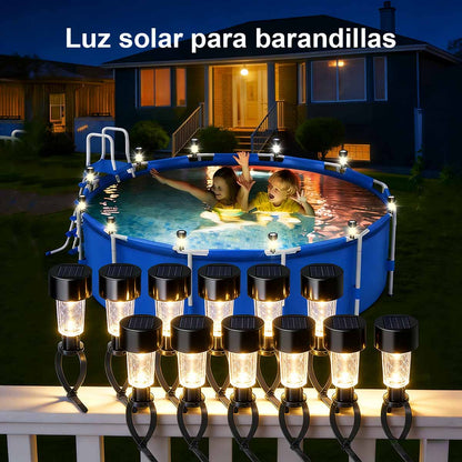 Luz solar de jardín de nuevo modelo · Lámpara con bridas para vallas y barandillas · Luz decorativa impermeable para balcón