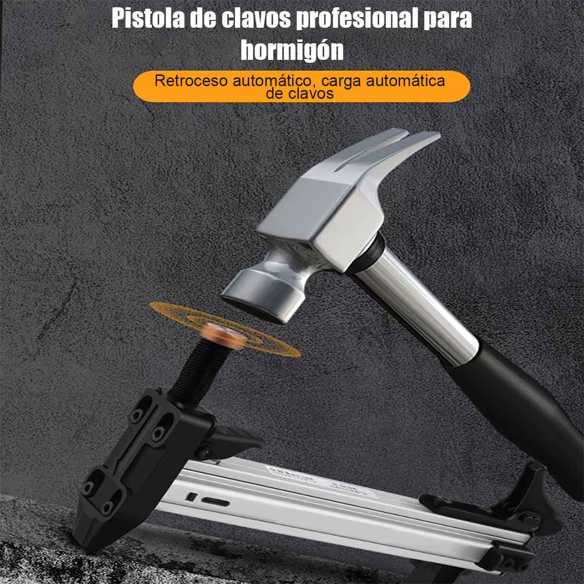 Pistola manual de clavos, pistola de clavos de acero, clavos rectos, pistola para paredes de cemento, pistola de clavos en tiras, clavadora semiautomática y manual.
