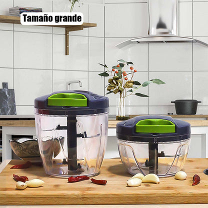 Picadora de ajo de acero inoxidable, manual y multifuncional para cocina doméstica, mini trituradora con cuerda para picar ajo y chile.