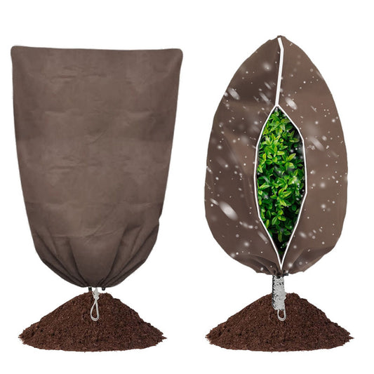 "Cubierta de protección contra el frío para plantas de color marrón, funda de no tejido para invierno, protección contra el polvo y el frío, ideal para jardinería y protección contra las heladas."