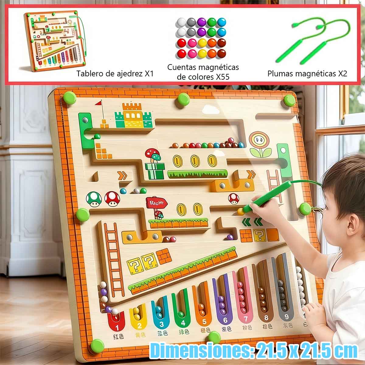 Juguete educativo para niños, laberinto magnético 2 en 1, juguete de concentración tridimensional, juego de desafíos para bebés, juguete de aprendizaje temprano.