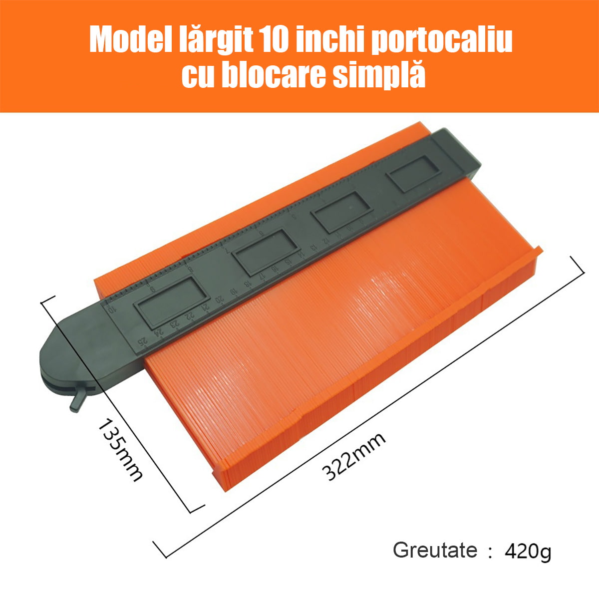 Șablon de contur cu scară de radian imperială – instrument multifuncțional pentru lemn, piatră și auto, copiază instant forme neregulate