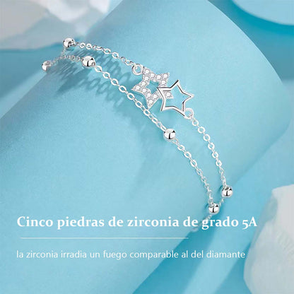 Pulsera doble de historia estelar para mujer, estilo coreano, lujo ligero y delicado, diseño exclusivo de estilo "ins", nueva colección con piedras incrustadas.