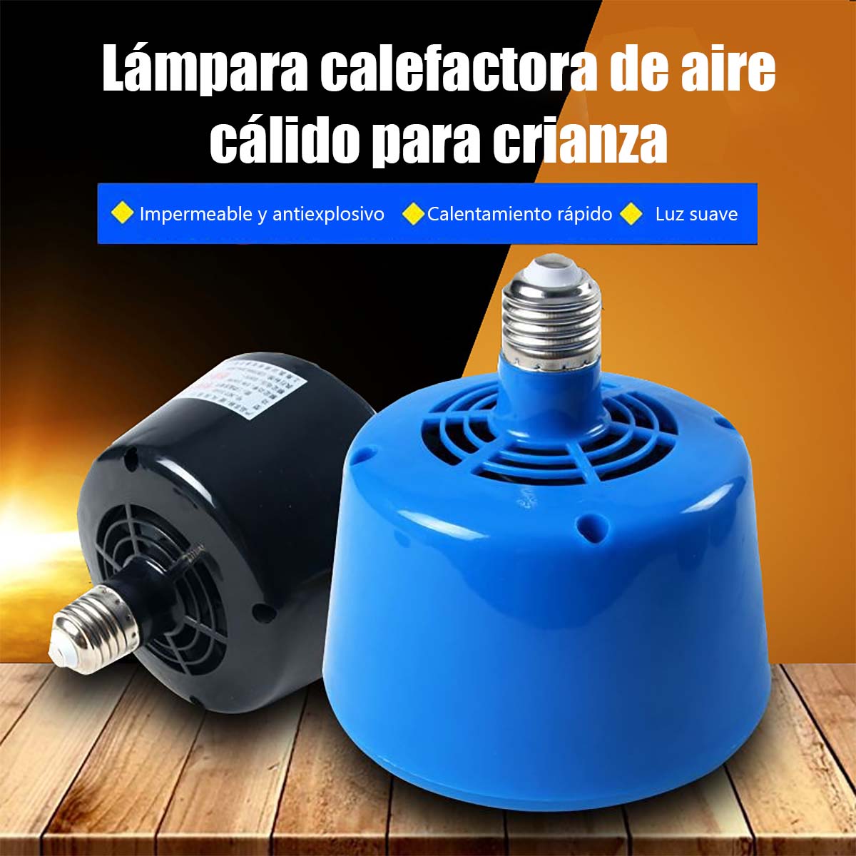 "Lámpara de calefacción para aves, ideal para mascotas, incubadoras, reptiles y ganadería. Proporciona calor y calefacción con aire caliente para mantener el ambiente cálido."
