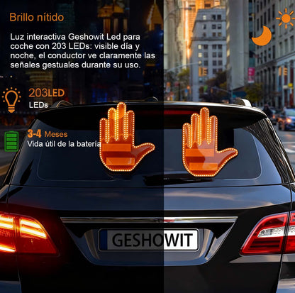 Luz de dedo para coche, luz de gestos, luz multifuncional para vehículo, luz de advertencia, luz anticolisión, luz interactiva de mano.