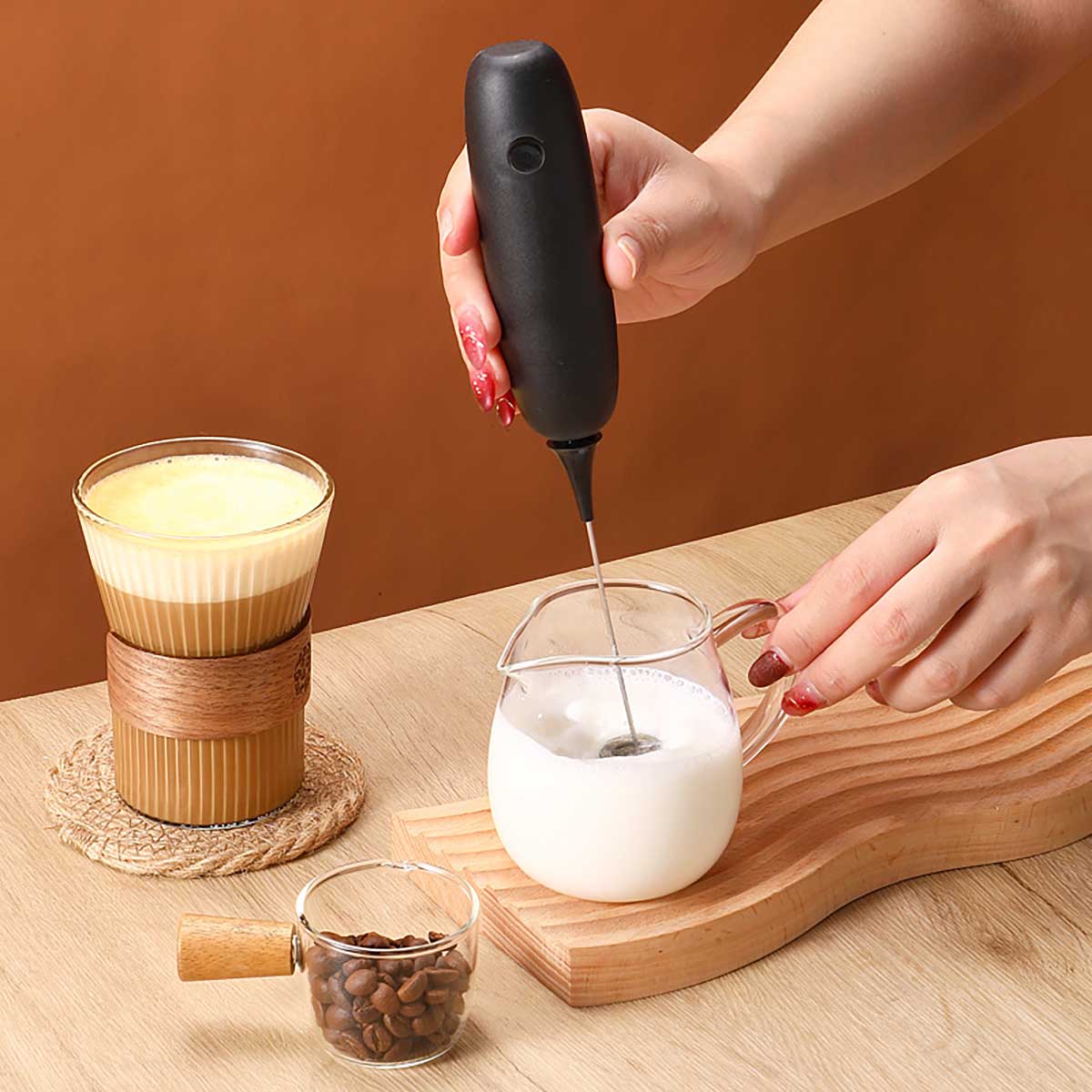 Espumador de leche eléctrico de mano, batidor para repostería y café, mezclador de leche, máquina para hacer espuma de leche.