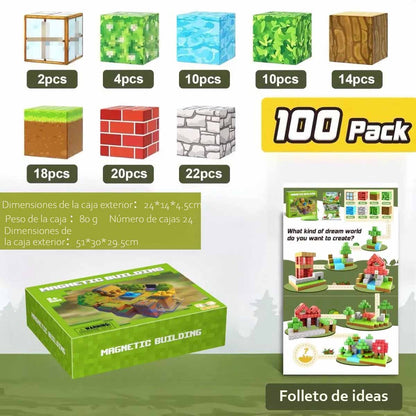 Cubos magnéticos populares "Magnetic Cubes" Bloques magnéticos "Infierno de Bosque" para niños, con piezas magnéticas para construir.