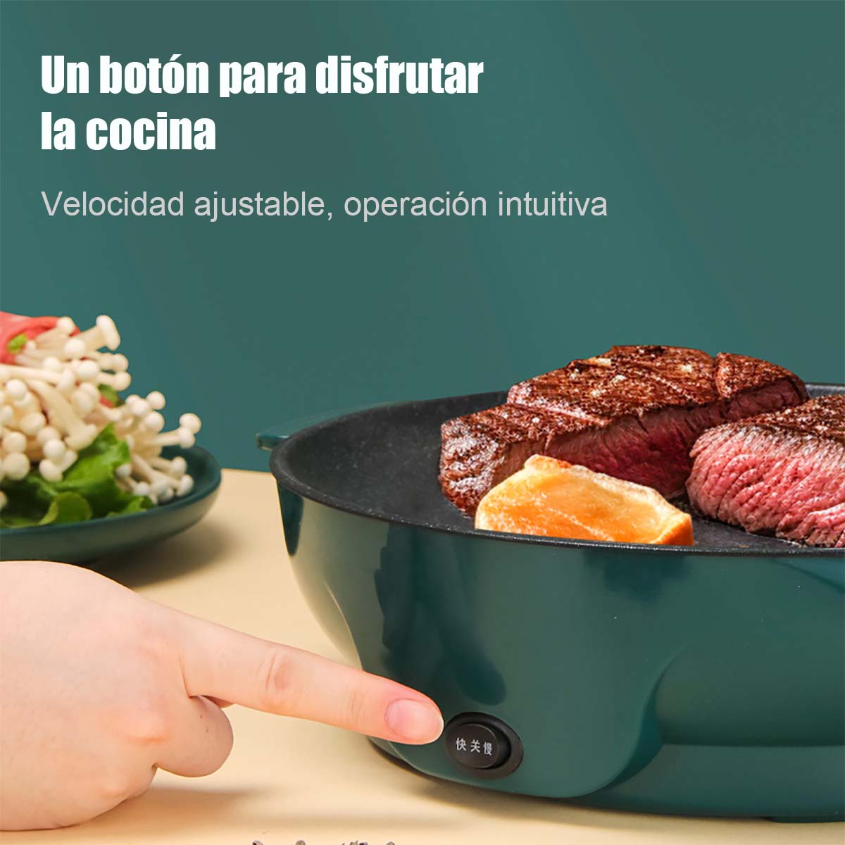 Parrilla eléctrica mini todo en uno para comida para llevar, sartén eléctrica doméstica portátil, antiadherente y sin humo.