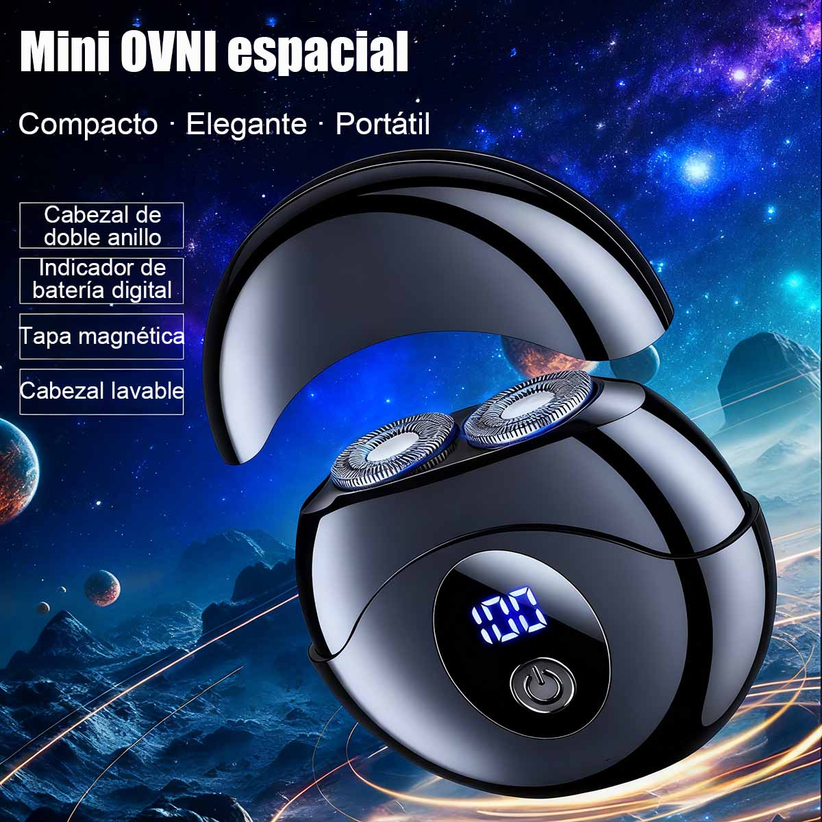 Mini y portátil, el explosivo rasurador eléctrico en forma de platillo volante para hombres, dejando la piel súper limpia; regalo ideal para cualquier festividad.