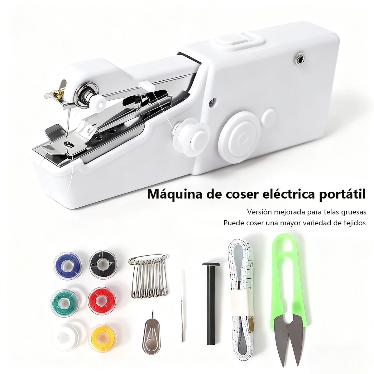 Máquina de Coser Portátil Mini a Pilas/USB - Multifunción para Viajes, Reparaciones Rápidas en Ropa, Denim y Manualidades