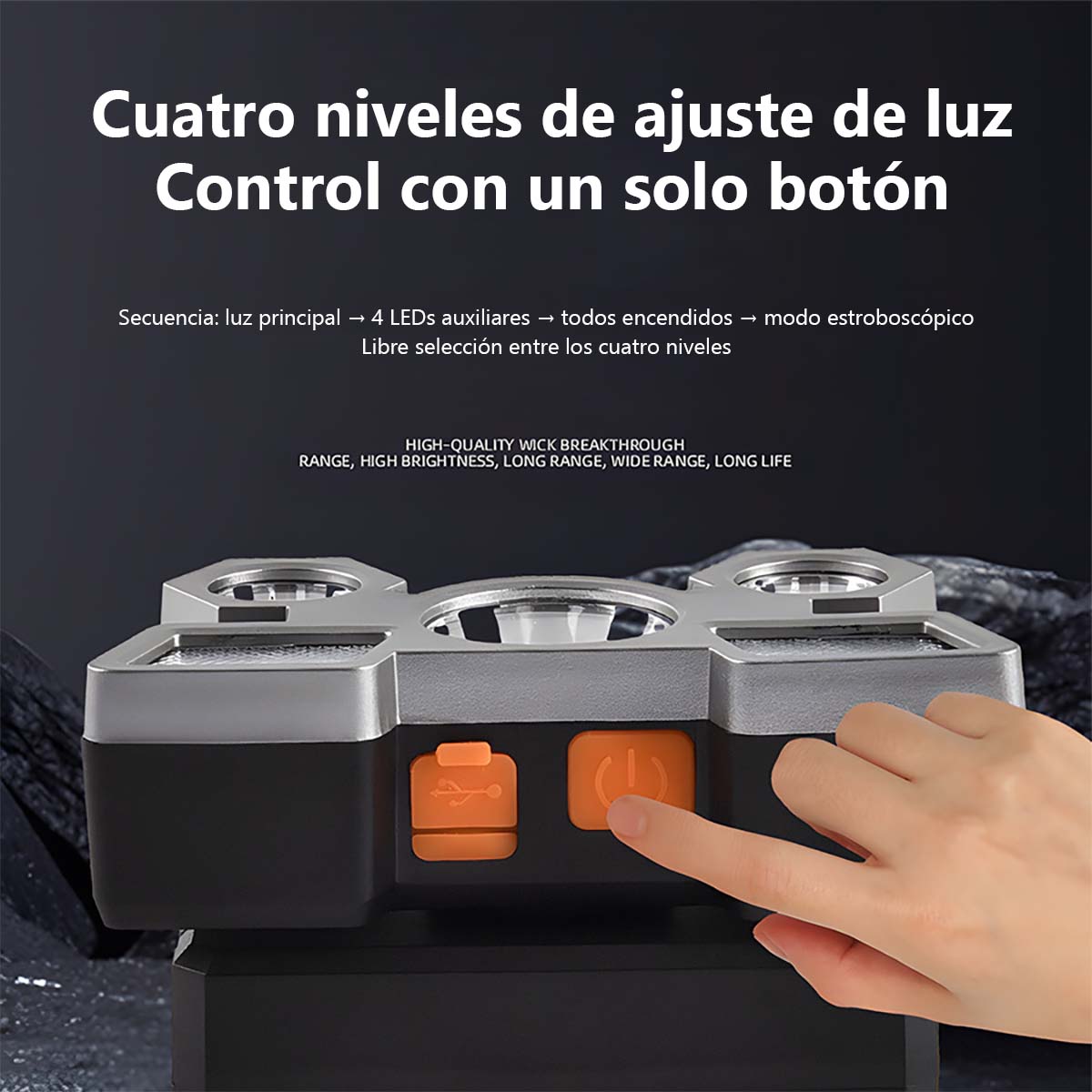 Nueva lámpara frontal LED de alta potencia con 5 luces, lámpara tipo avión, recargable por USB, lámpara de cabeza pequeña para exteriores y minería.
