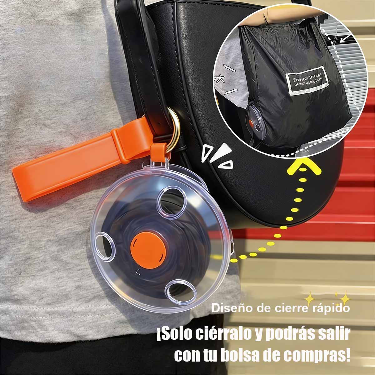Bolsa plegable de disco pequeño multifuncional portátil, bolsa de compras creativa con expansión y almacenamiento, bolsa de almacenamiento conveniente con plato giratorio.