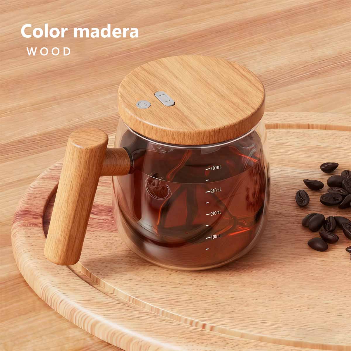 Vaso mezclador de vidrio totalmente automático y recargable, portátil, para café y leche en polvo, con mezcla silenciosa, vaso agitador ideal para oficina.