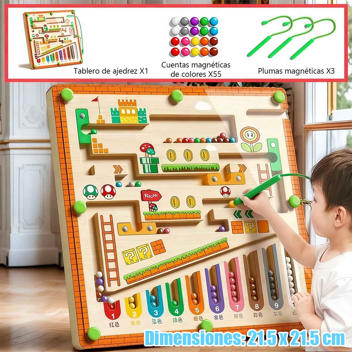 Juguete educativo para niños, laberinto magnético 2 en 1, juguete de concentración tridimensional, juego de desafíos para bebés, juguete de aprendizaje temprano.