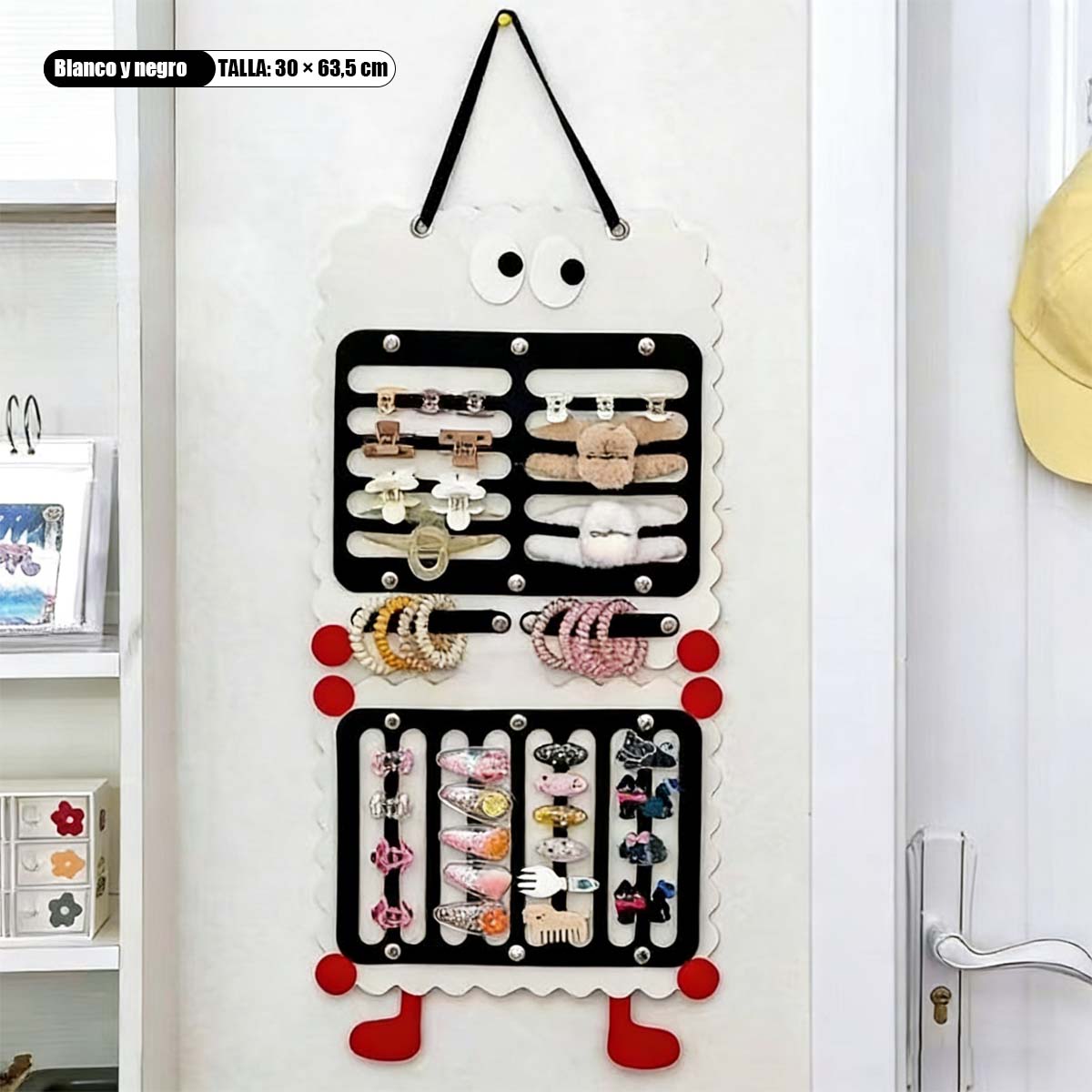 Organizador de pared adorable para accesorios de cabello, gran capacidad para horquillas, pinzas, bolsa colgante, pinzas de tiburón, exhibidor de fieltro para joyería.