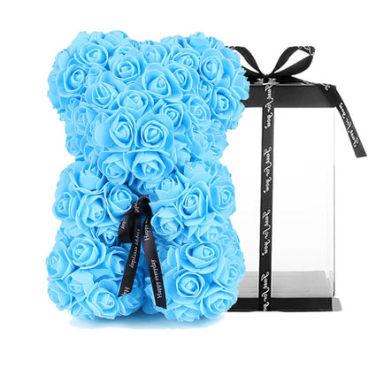 Oso de rosas de PE con espuma floral / Oso de flores de espuma / Caja de regalo de PVC para oso de flores